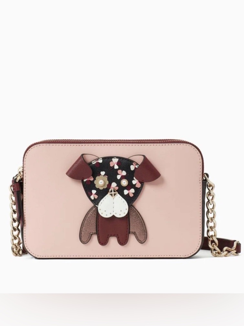 NWOT RARE Kate Spade Floral Pup Cherrywood Double Zip Small Crossbody Bag 👛